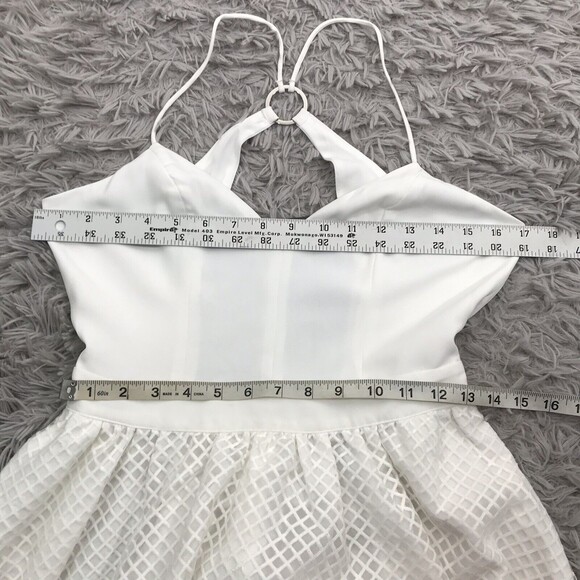 NBD Dress S White Straps Back Keyhole Mesh Skirt NWT minimalist party beachy - Picture 7 of 8